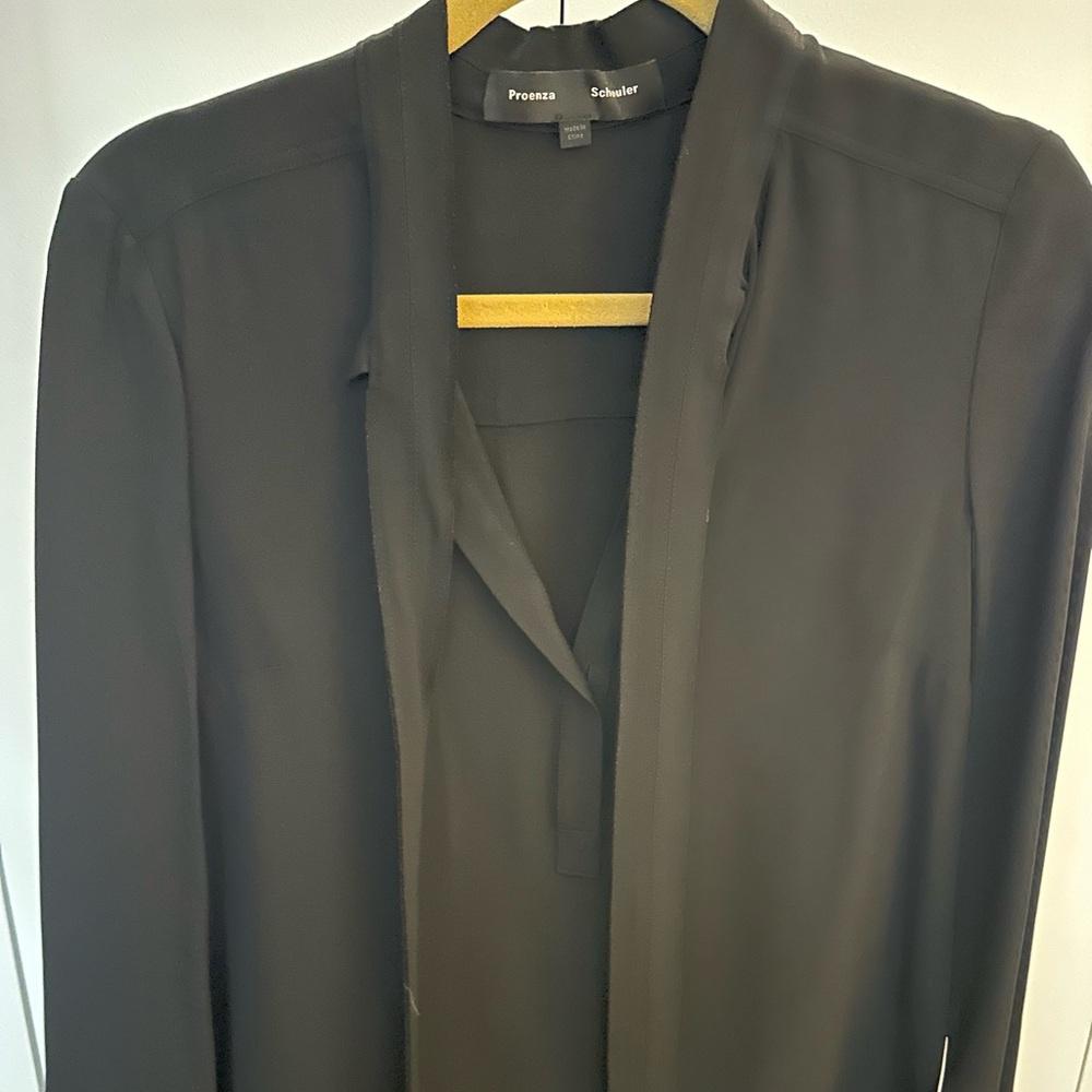 Proenza Black Blouse with Tie Neck
